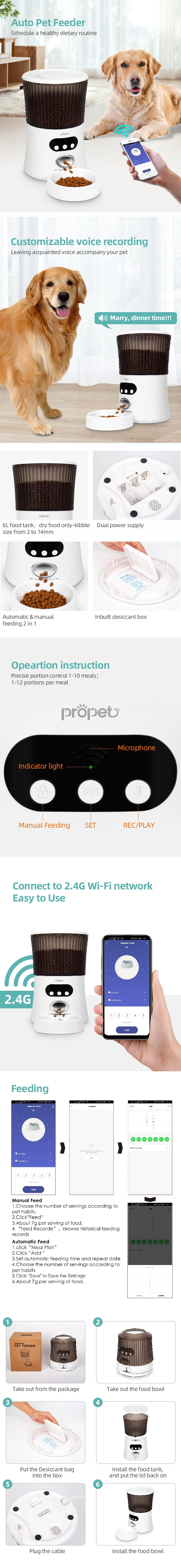 Go-06W Dual Power Supply and WiFi Function Large Capacity Auto Pet Feeder Round Shape Auto Feeder